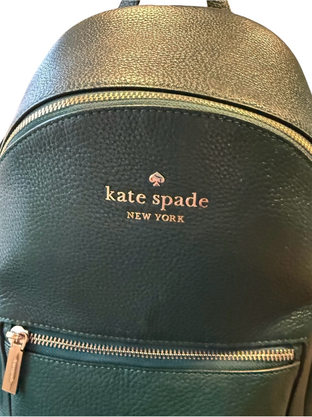 KATE SPADE NY Leila Medium Dark Green Pebbled Leather Backpack - EUC - Picture 4 of 4